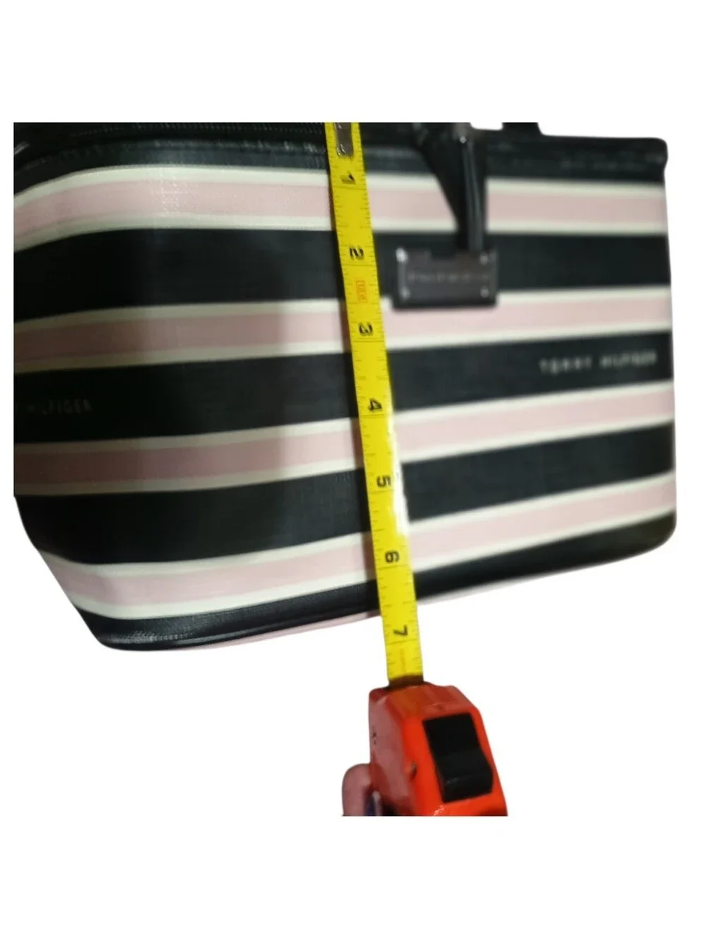 Travel Case Cosmetic/Toiletry Bag Large Black and Pink Striped Storage Tote